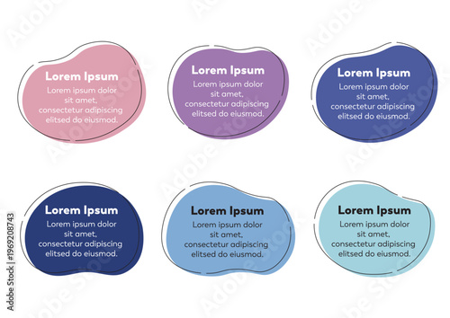 柔らかい曲線のアイコンとフレームセット　色地と囲みケイ