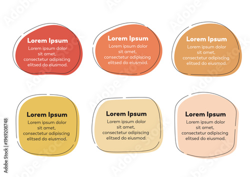 柔らかい曲線のアイコンとフレームセット　色地と囲みケイ