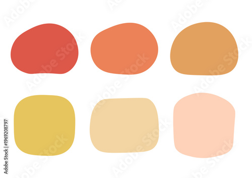 柔らかい曲線のアイコンとフレームセット　色地