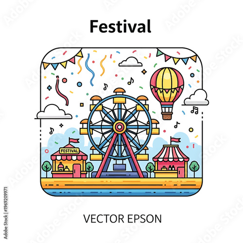 Colorful illustration of a Ferris wheel 1.