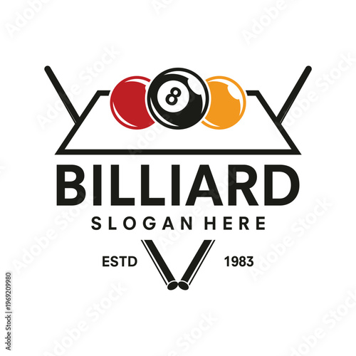 vintage billiard logo vector template illustration