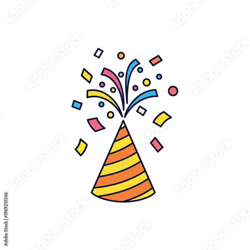 Colorful Party Hat with Confetti.