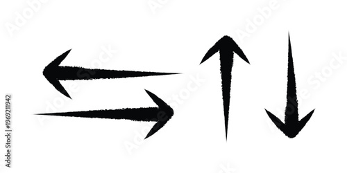 Set of brush stroke arrows pointing left and right up and down graphic design elements editable stroke icons isolated on white background vector illustration.