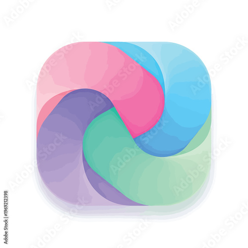 Colorful swirling shapes design element icon.