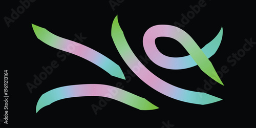 Abstract flowing colored lines on black background, dynamic graceful curves, soft gradient colors, modern artistic design element, visual art.