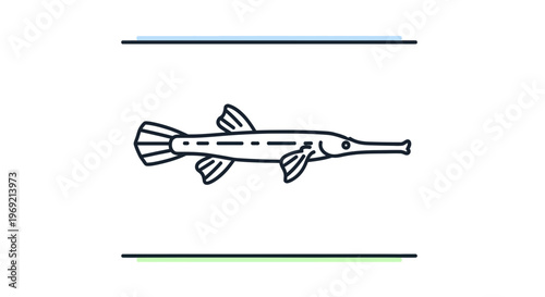 Streamlined aquatic creature minimal line art icon with elongated snout design perfect for digital