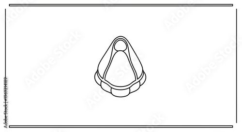 Minimalist black and white line art illustration of a modern medical respiratory mask for health