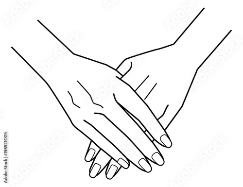 手の表現 そろえる手 モノクロ線画 ベクターイラスト