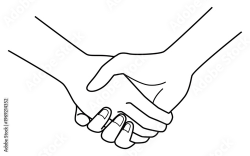 手の表現 握手をする手 モノクロ線画 ベクターイラスト