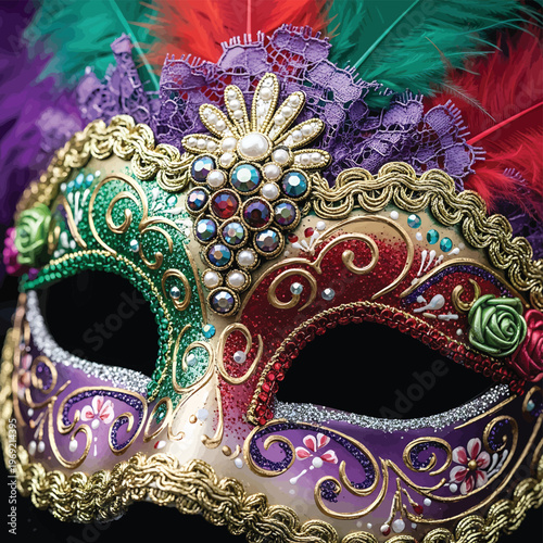 Colorful Venetian Masquerade Ball Mask.