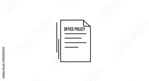 Minimalist outline icon depicting an official office policy document with rules and guidelines
