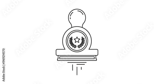 Official quality assurance rubber stamp with star and laurel wreath minimalist line art graphic