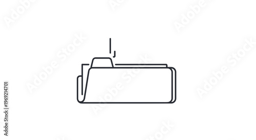 Minimalist line icon depicting a document being inserted into a digital folder system