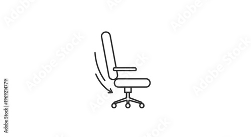 Ergonomic office chair tilt adjustment mechanism line art icon illustrating seat and backrest
