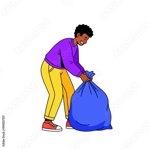 Diverse Male Characters Collecting and Sorting Garbage for Recycling, Sustainability and Environmental Protection Concept Illustration