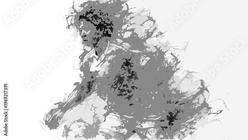 Abstract portrait of a person with a fragmented brushstroke effect