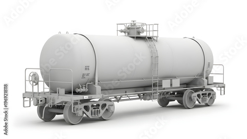 A detailed model of a large industrial railcar sits on tracks.
