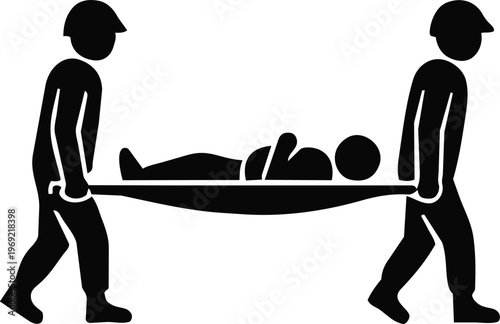 Medics stretcher rescue wounded icon