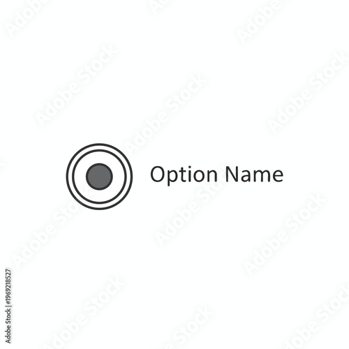Minimalist icon with concentric circles and text "Option Name