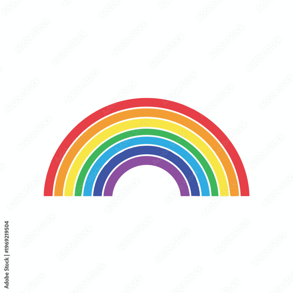 Fototapeta premium A simplified arc of six colorful stripes against a white background