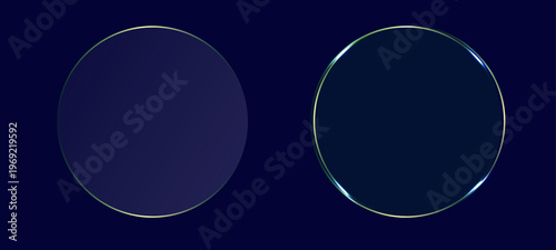 vector illustration of an abstract blue background with Futuristic Blue Neon Glass Panel with Rounded Corners, circles