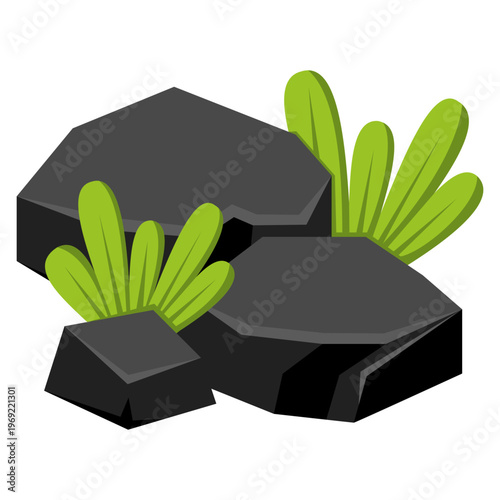 Rocks with Grass Illustration