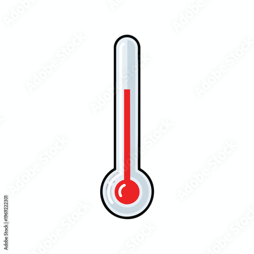 Simple thermometer with red liquid rising in a clear glass tube