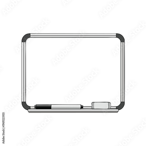 Plain white board with marker and eraser on tray