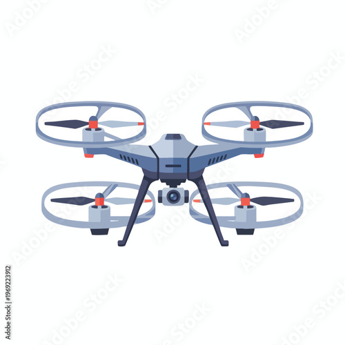 Gray quadcopter with camera, sleek design, ready for flight