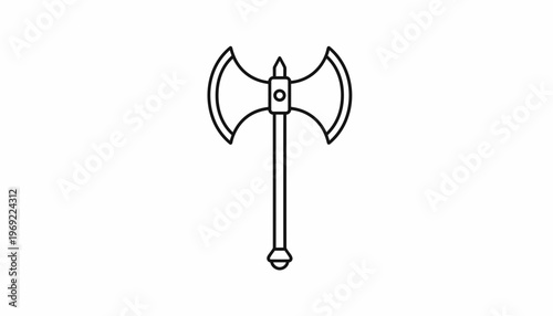 Double-headed battle axe icon, fantasy weapon, medieval weapon, vector illustration