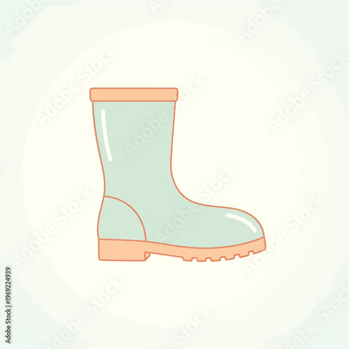 Green rubber rain boot shoe.