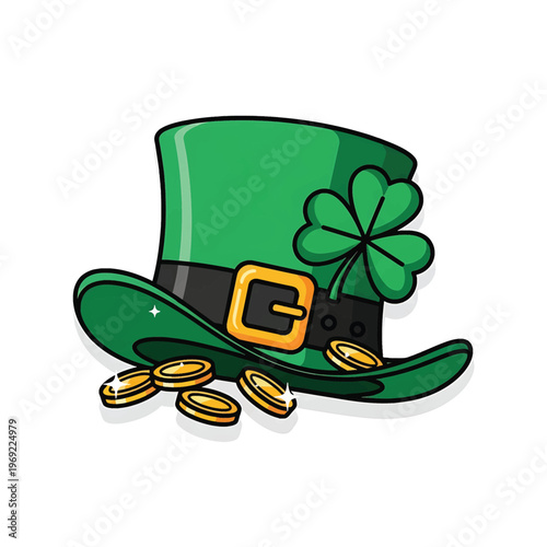 Green Top Hat with Shamrock Decoration.