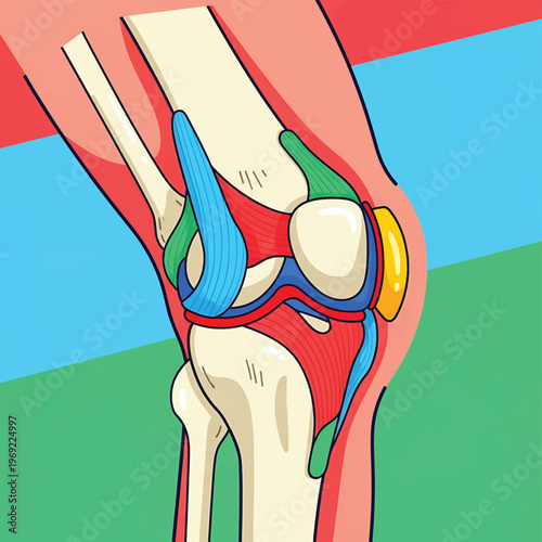 Human Knee Joint Anatomy Illustration.