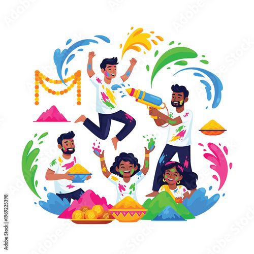 People Celebrating Holi Festival Colors 6.