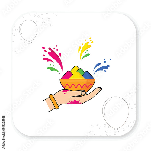 Hand holding colorful powder bowl.