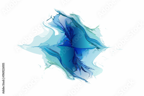 Abstract watercolor splash in shades of blue and teal resembling wings