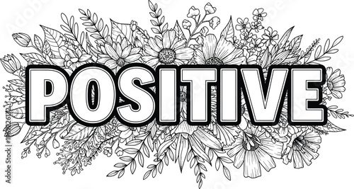 Elegant positive affirmation surrounded by delicate botanical elements in black and white.