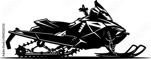 Snowmobile, snow machine, vector illustration, black, winter sports equipment, ski doo