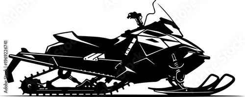 Snowmobile, Vector Snowmobile Icon, Black Snowmobile, Winter Sports Vehicle