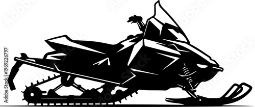 Snowmobile, snow machine, vector silhouette, black, winter sports, recreation