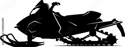 Snowmobile, snow machine, winter sports, vehicle silhouette, black icon