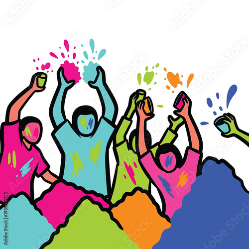 People Celebrating with Colorful Paint 1.