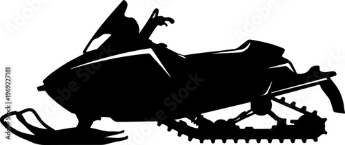 Snowmobile, snow machine, winter sports, vehicle silhouette, black icon