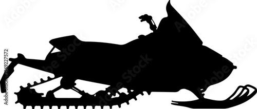 Snowmobile silhouette, black snowmobile icon, winter sports vehicle, ski doo outline