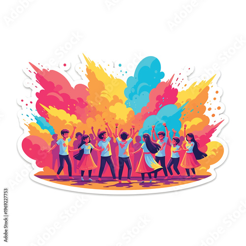 People Celebrating with Colorful Powder.