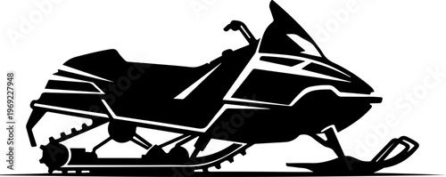 Snowmobile, ski, doohickey, vector, silhouette, black, winter sports, vehicle