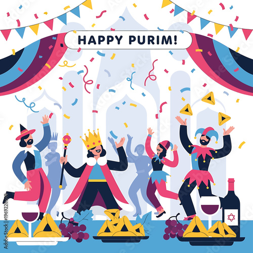 People celebrating with traditional Jewish attire.