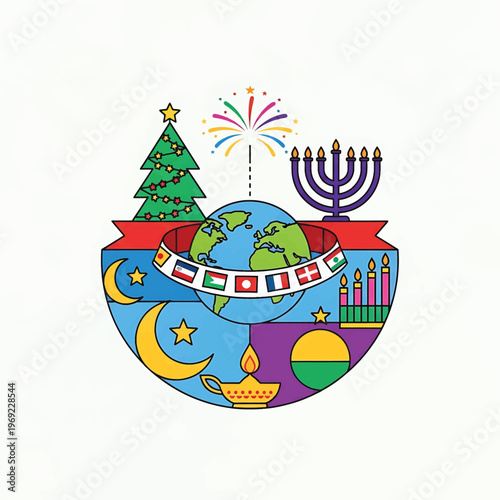 Hanukkah menorah with earth globe.