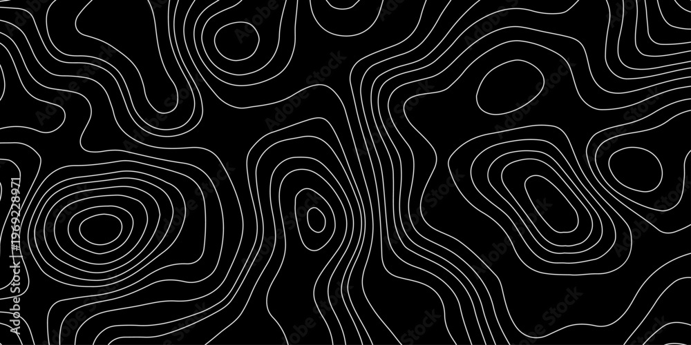Fototapeta premium black background displays topographic contour lines, creating abstract pattern suitable for various design applications