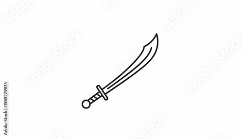 Curved Sword Icon, Scimitar Silhouette, Arabic Weapon, Middle Eastern Blade, Vector Graphic